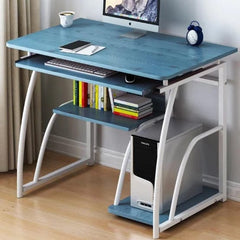  Showlu Fashion Store Blue White Bracket K-STAR Modern Computer Desk Workstation Study Writing Table Home Office Furniture with Keyboard Bracket PC Metal 71cm New 2023