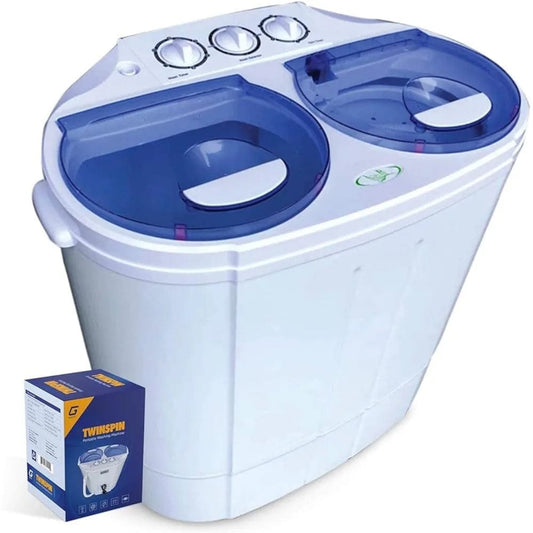 Showlu Fashion Store Blue  white / United States / us Compact mini twin drum washing machinewith washing and rotary circulation, built-in gravity drainage pipe, capacity of 13 pounds