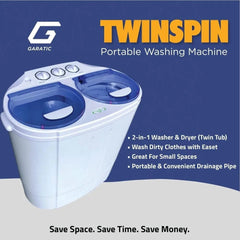 Showlu Fashion Store Blue  white / United States / us Compact mini twin drum washing machinewith washing and rotary circulation, built-in gravity drainage pipe, capacity of 13 pounds