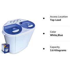 Showlu Fashion Store Blue  white / United States / us Compact mini twin drum washing machinewith washing and rotary circulation, built-in gravity drainage pipe, capacity of 13 pounds