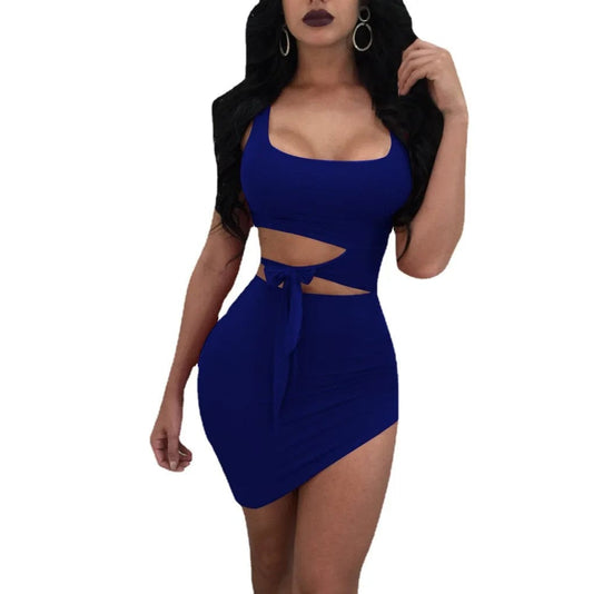 SHOWLU FASHION STORE Blue / XL Women's Club & Night Out Sexy Dresses Spaghetti Straps Backless Bodycon Mini Dress