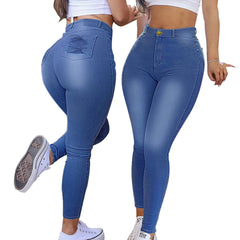 Showlu Fashion Store Blue / XXXL 2022 Hot Sale Women's Stretch Jeans Fashion Slim Denim Pencil Pants Casual Skinny Trousers Female Clothing S-2XL Drop Shipping