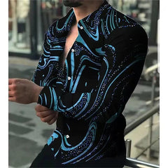 SHOWLU FASHION STORE Blue / XXXL Tiki 2024 Europe And the United States New 3D Printed Leisure Holiday Smooth Men's Shirt official-website