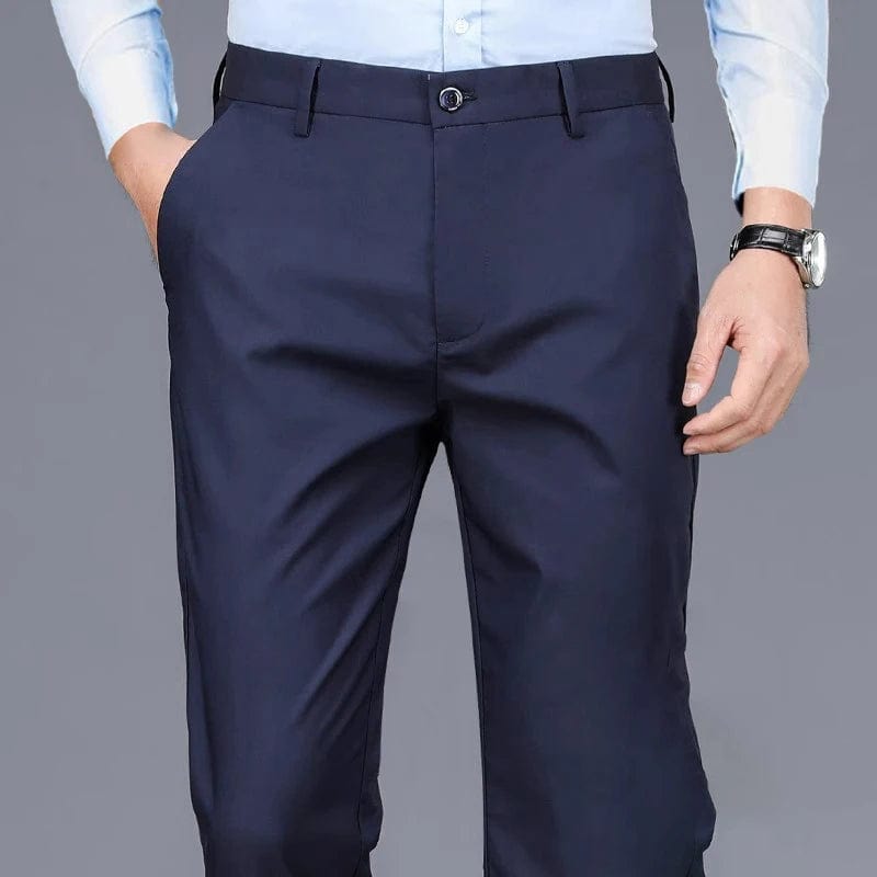  Showlu Fashion Store Bluish grey 517 / 40 Men's Casual All-In-One Solid Color Suit Pants Merchant Formal Elastic Comfortable Slim Camping Trip Talk Pants