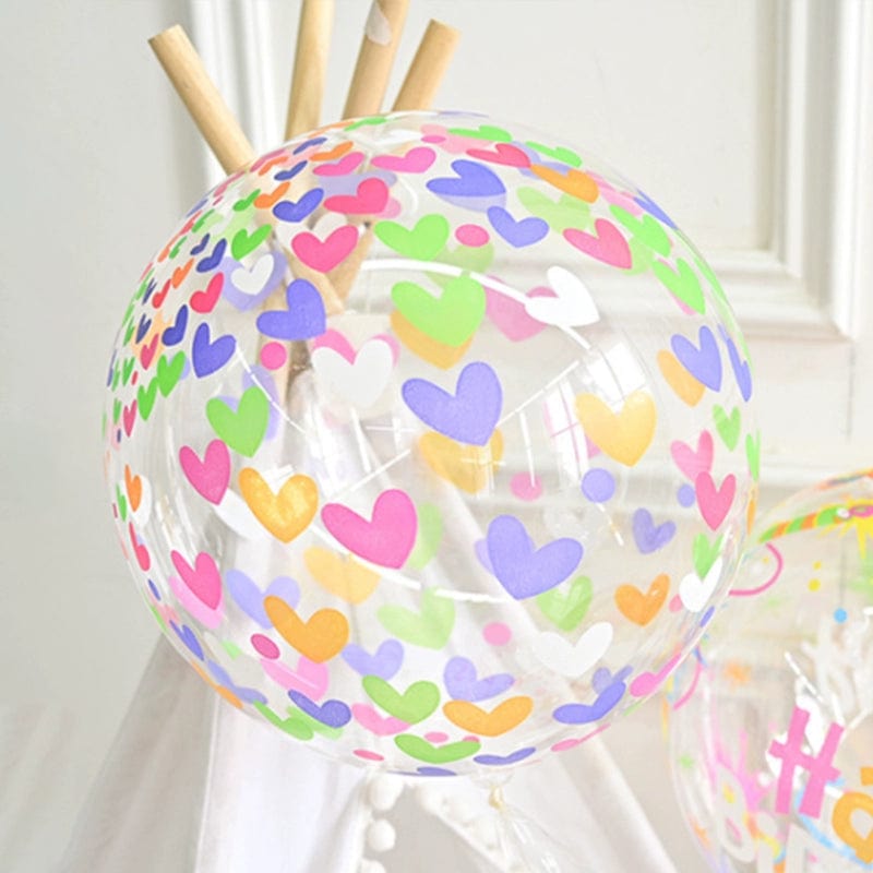  Showlu Fashion Store Bobo Ball-Love Panparty Birthday Bounce Ball Printed Ball Font Cartoon Transparent Ball Party Balloon Birthday Party Hundred Days Young Adult Heart