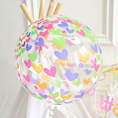  Showlu Fashion Store Bobo Ball-Love Panparty Birthday Bounce Ball Printed Ball Font Cartoon Transparent Ball Party Balloon Birthday Party Hundred Days Young Adult Heart