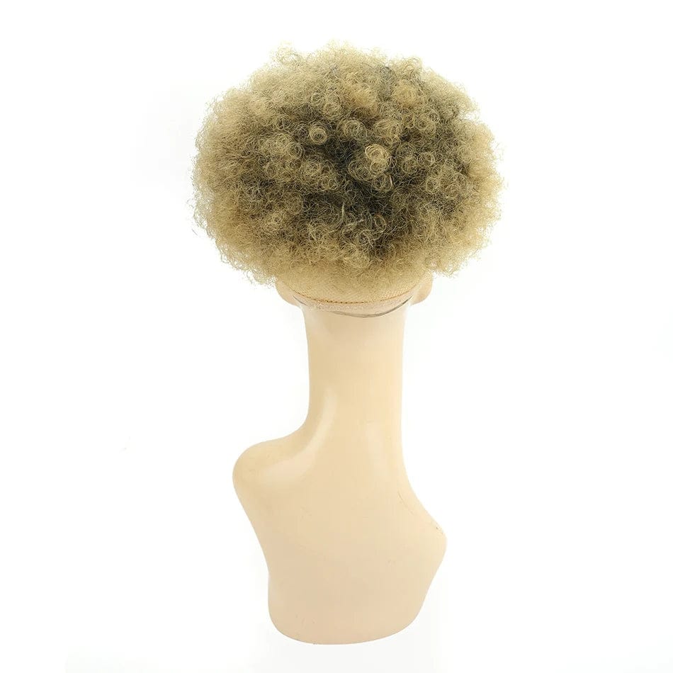 Showlu Fashion Afro Puff Curly Chignon synthetic hair bun with drawstring, natural black, perfect for women’s curly hairstyle extensions.