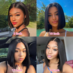 Showlu Fashion Store Bone Straight Short Bob Wig 4*4 Lace Closure Human Hair Wigs For Women T Part Bob Wig 13x4 HD 180% Lace Frontal Wig Human Hair