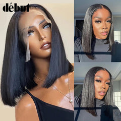 Showlu Fashion Store Bone Straight Short Bob Wig 4*4 Lace Closure Human Hair Wigs For Women T Part Bob Wig 13x4 HD 180% Lace Frontal Wig Human Hair