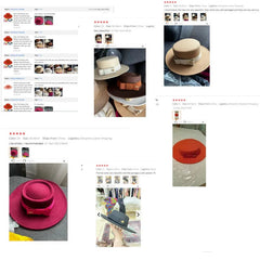 Showlu Fashion Store Bow Tie Fedora Hat Winter Round Bumpy Surface Flat Top Bow Tie Elastic Band Men's and Women's Red Jazz Hat Fedora