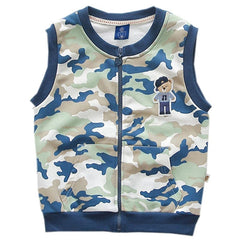 Showlu Fashion Store Boy's 1122 Blue Vest / 90cm Bear Casual Handsome Fashion Sleeveless Spring and Autumn Children's Clothing