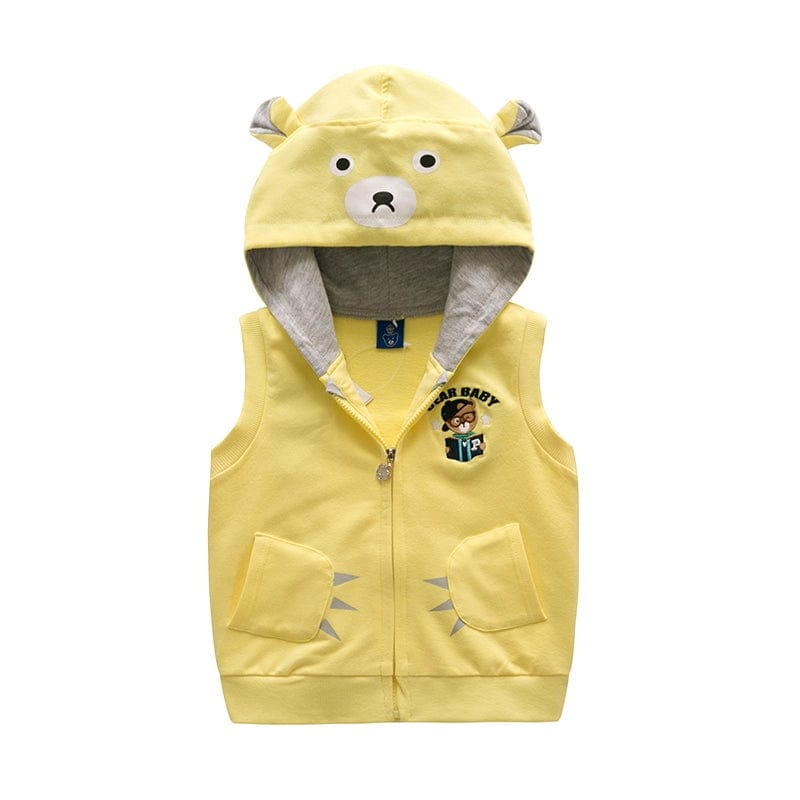 Showlu Fashion Store Boy's Yellow 1300 Vest / 130cm Bear Casual Handsome Fashion Sleeveless Spring and Autumn Children's Clothing