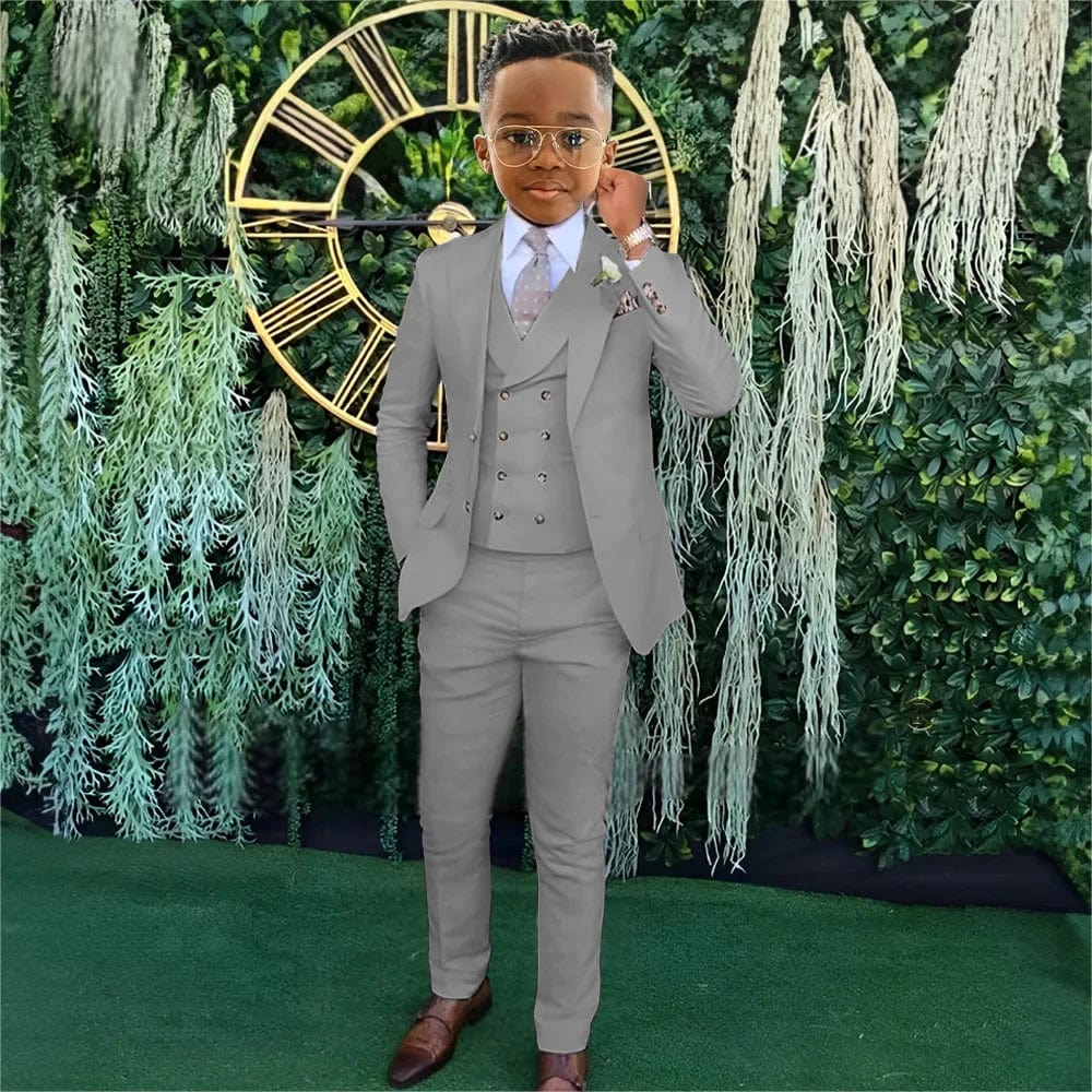 SHOWLU FASHION STORE Boys Beige wedding suit dress tuxedo 3-piece suit suitable for 2-16 year old boys customized dinner ceremony tuxedo suit