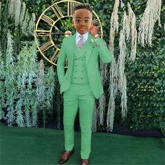 SHOWLU FASHION STORE Boys Beige wedding suit dress tuxedo 3-piece suit suitable for 2-16 year old boys customized dinner ceremony tuxedo suit