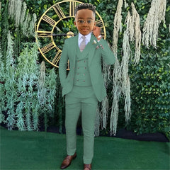 SHOWLU FASHION STORE Boys Beige wedding suit dress tuxedo 3-piece suit suitable for 2-16 year old boys customized dinner ceremony tuxedo suit