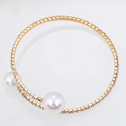  Showlu Fashion Store Bracelets ZANLLOY Shiny Pearl Rhinestone Necklace Bracelet Ladies Party Party Bridal Wedding Dress Jewelry Set