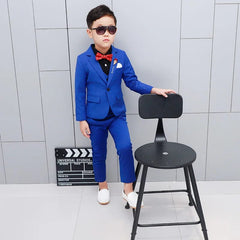 Showlu Fashion Store Brand New Boys Formal Wedding Party Suits Sets Children Blazer Vest pants Tie 4PCS Clothing Sets Kids Performances Dress Costume