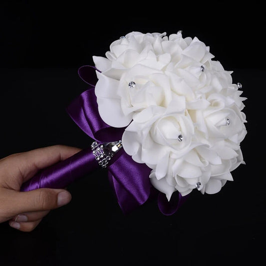 Showlu Fashion Store Bridal Bridesmaid Wedding Bouquet 12 Colors Roses Artificial Holding Flowers Mariage Bouquet Wedding Accessories