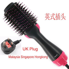 Showlu Fashion Store British rules UK Plug 4 In1 Hair Dryer Brush Curler Straightener Anion Puffy Hot Air Comb