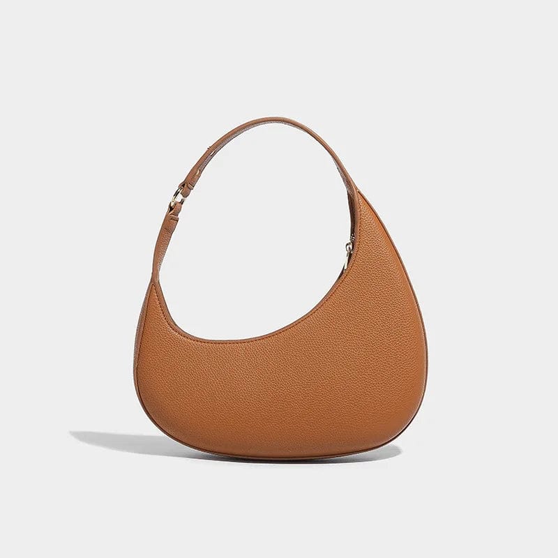 SHOWLU FASHION STORE brown / 29x8x13cm Women's Exquisite Half Moon Bag Luxury Designer Handbags and Wallets PU Retro Litchi Pattern Little Cute Crescent Armpit Bag