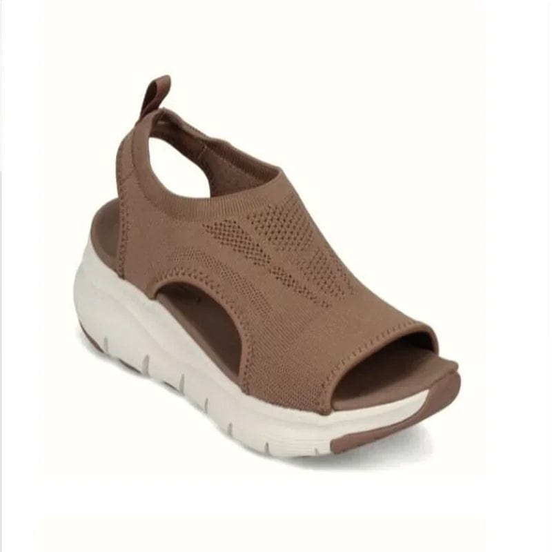  Showlu Fashion Store brown / 35 Women Summer Mesh Casual Sandals Ladies Wedges Outdoor Shallow Platform Shoes Female Slip-On Light Comfort Shoes Plus Size