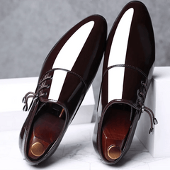  Showlu Fashion Store Brown / 47 Trending Italian Patent Leather Shoes for Men Business Shoe Lace Up Oxfords Plus Size Male Wedding Party Shoes Men Black Leather