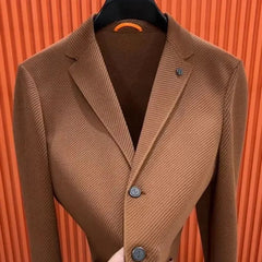 SHOWLU FASHION STORE Brown Blazer / L Party Dress Jackets Men's Suit Business Coat Yellow Male Blazer Vintage Summer Fashion 2024 Elegant Classic Fashionable Menswear