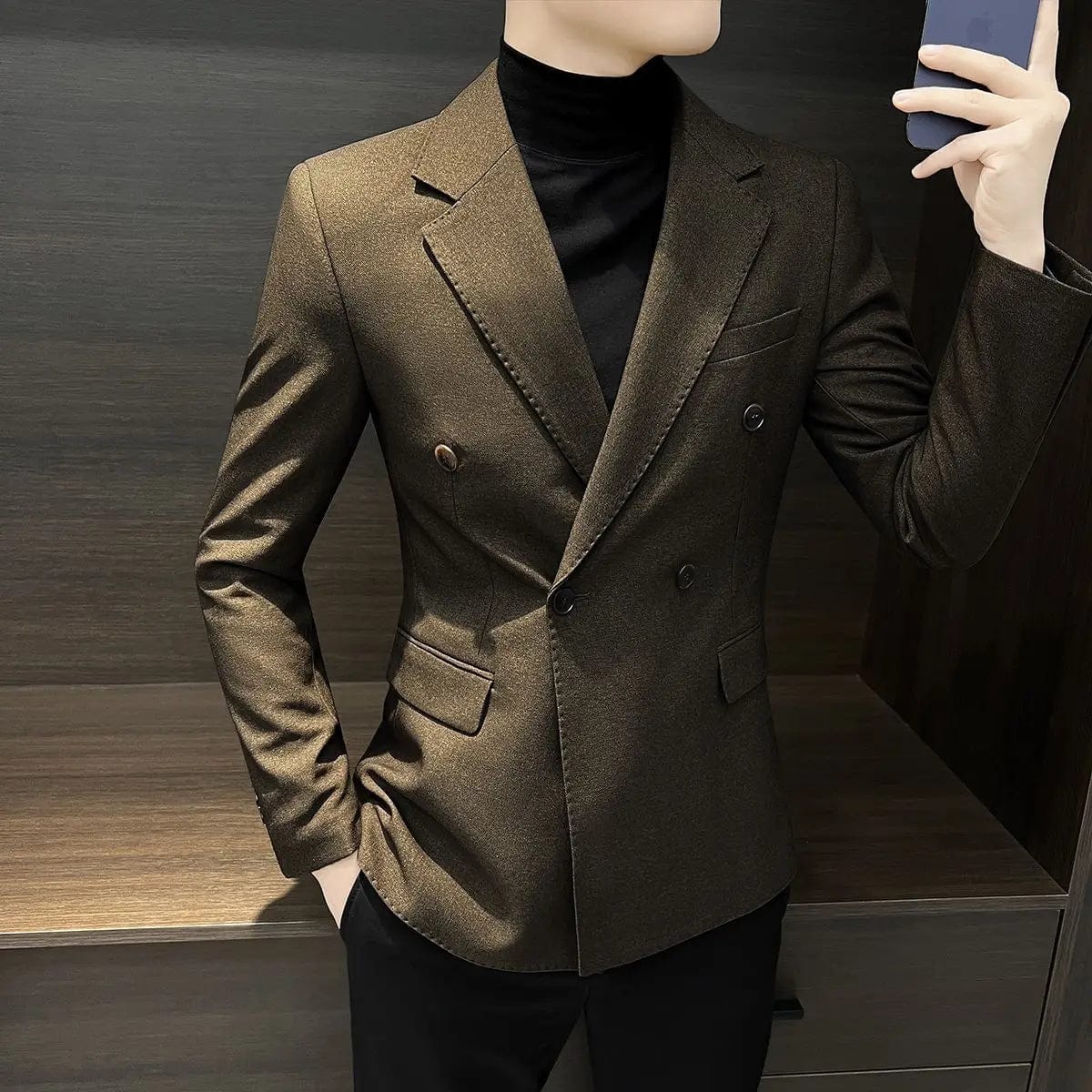 SHOWLU FASHION STORE Brown Coat / XXL Male Business Blazer Casual Coat Double Breasted Fashion 2024 Vintage New In Men's Suit Dress Jackets Fashionable Single Models