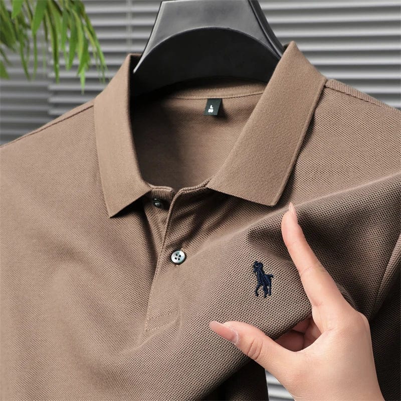 SHOWLU FASHION STORE Brown / L 100% cotton high-end short sleeve POLO shirt men's summer fashion designer horse logo brand embroidered Luxury casual T-shirt