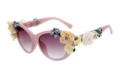  Showlu Fashion Store Brown / MULTI New Fashion Baroque Women Girls Flower Sunglasses Retro Brand Summer Beach Oval Roses Sun Glasses