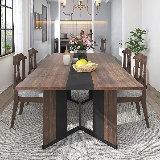 SHOWLU FASHION STORE Brown / United States Large Rectangular White Dining Table , Wood Watrproof Tabletop, Luxurious Family Dinner Table for Office Kitchen Living Room