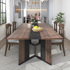 SHOWLU FASHION STORE Brown / United States Large Rectangular White Dining Table , Wood Watrproof Tabletop, Luxurious Family Dinner Table for Office Kitchen Living Room