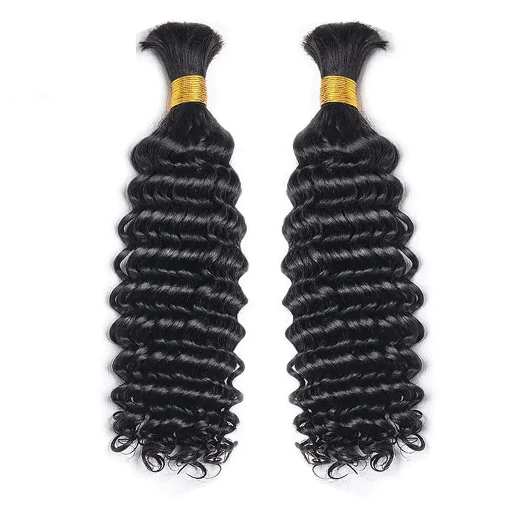 SHOWLU FASHION STORE Bulk Braiding Hair 100% Human hair Deep Wave Unprocessed No Weft Boho Braids Human Hair Bulk Extensions Brazilian Remy Hair