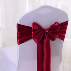  Showlu Fashion Store BURGANDY / 15x270 cm Satin Chair Sash Wedding Decoration Bow Tie Band Birthday Party Hotel Show Nice Design Shiny Colour