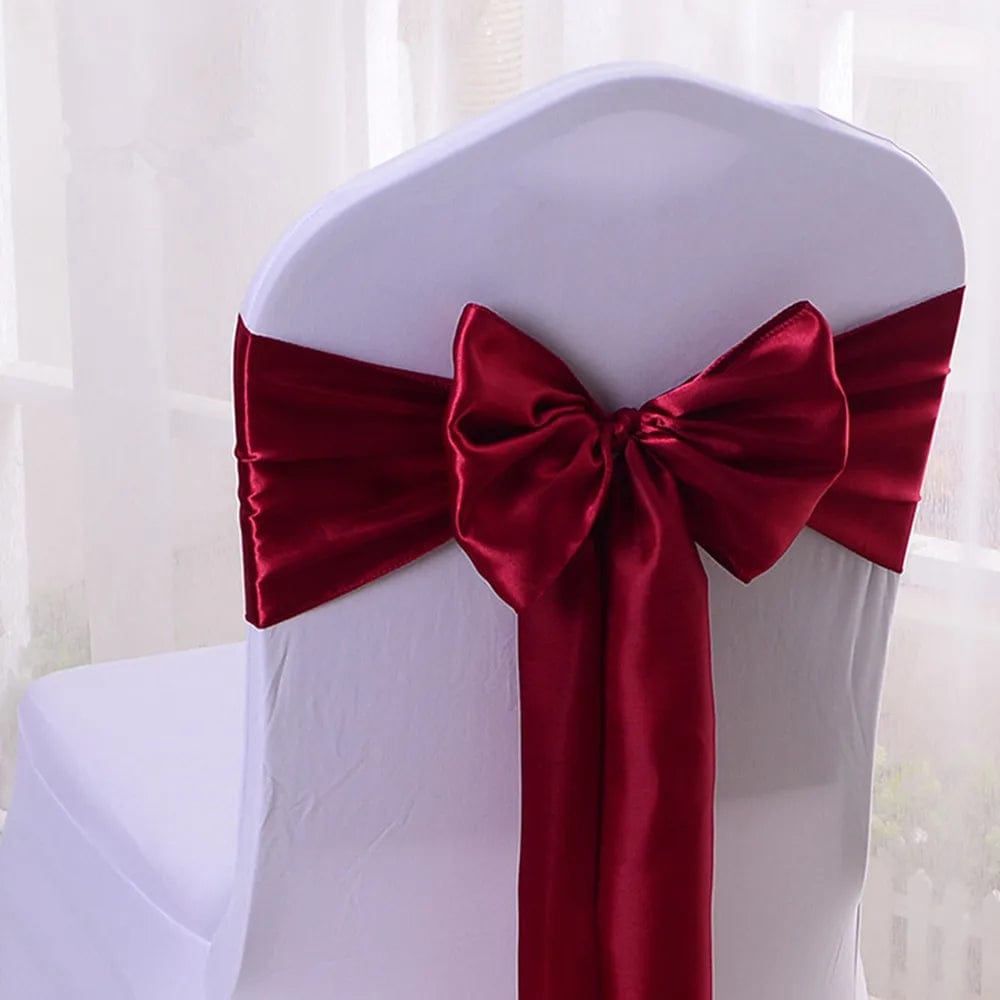 SHOWLU FASHION STORE Burgundy / 10 pcs 10/50/100pcs/Lot Satin Chair Bow Sashes Wedding Indoor Outdoor Chair Ribbon Butterfly Ties Party Event Hotel Banquet Decoration