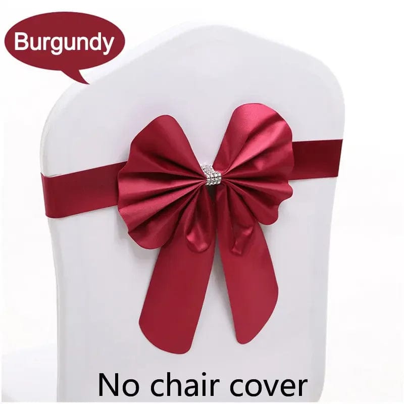 Showlu Fashion Store Burgundy / 10 pcs 10pcs/lot Burgundy PPC Chair Sashes Weddin Decoration With Elastic Chair Ribbon Bows Spandex Royal Blue For Party Hotel