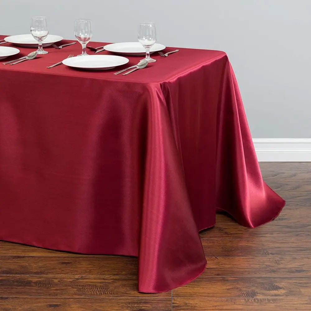  Showlu Fashion Store burgundy / 228x396cm-90x156inch Rectangular Table Cloth Satin Cloth Square Table Cloth suitable for buffet table party holiday dinner wedding banquet decoration