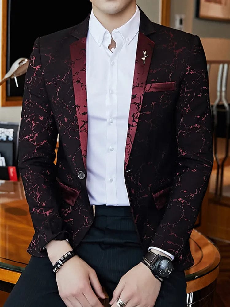  Showlu Fashion Store Burgundy / Asian M is Eur XS New Arrival Mens Blazer Jacket Suit Wedding Prom Party Slim Fit Smart Casual Suit Men Jacket Hosting Stage Club Men Suit Jacket