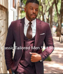 SHOWLU FASHION STORE Burgundy / M Classic Green Men Suits Regular Fit 3 Pcs Formal Wedding Custom Made Groom Prom Dress Costume Homme terno masculino Blazer Sets