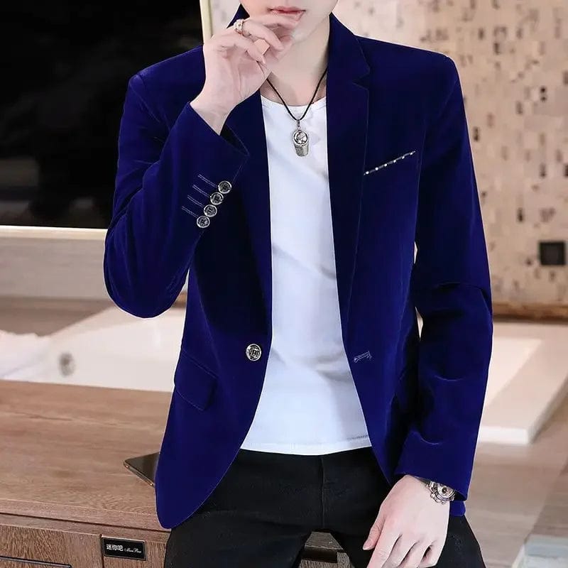 SHOWLU FASHION STORE Business Male Blazer Short Coat Men's Suit Jackets Cropped Dress Blue Clothing New in Casual Fashion 2024 High Quality Original