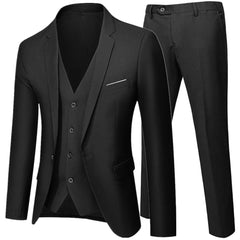 Showlu Fashion Store Business Suit Jacket Coat Blazers Trousers Waistcoat Men Wedding Three Pieces Pants Vest Large Size Professional Dress 3 Pcs Set