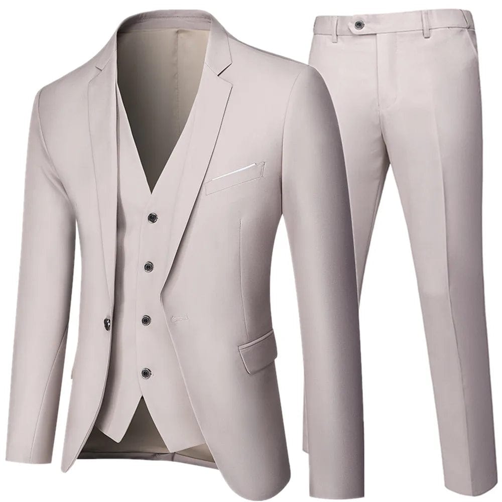 Showlu Fashion Store Business Suit Jacket Coat Blazers Trousers Waistcoat Men Wedding Three Pieces Pants Vest Large Size Professional Dress 3 Pcs Set