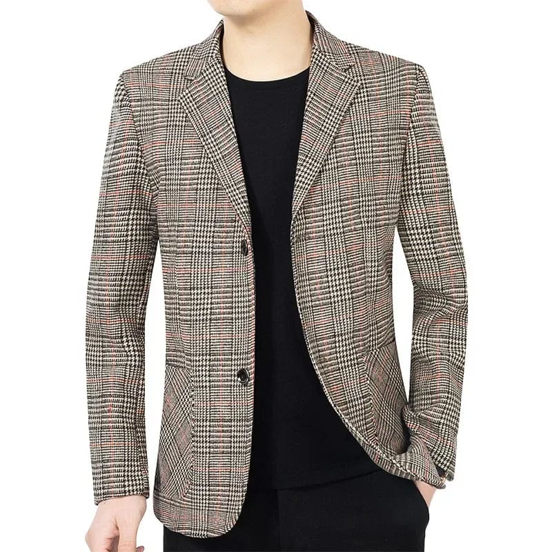  Showlu Fashion Store C / XXL  Asia Size Men Plaid Blazers Jackets New Spring Autumn Business Casual Suits Jackets Coats Male Formal Wear Slim Fit Blazers Size 4XL