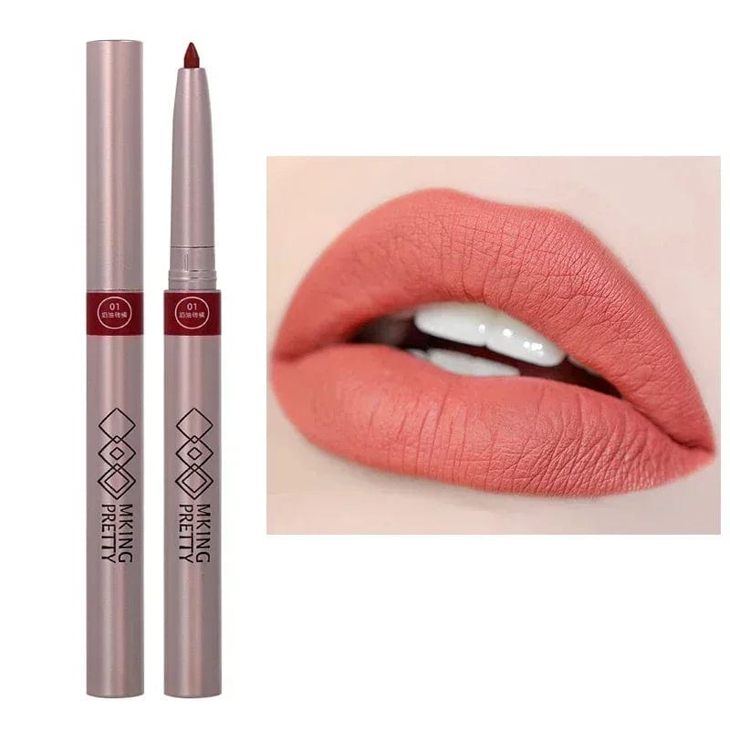  Showlu Fashion Store C01 Nude Brown Lipliner Pen Waterproof Sexy Red Matte Contour Tint Lipstick Lasting Non-stick Cup Lipliner Pen Lips Makeup Cosmetic