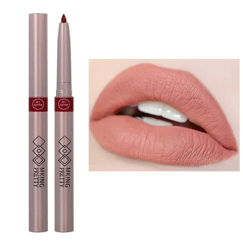  Showlu Fashion Store C03 Nude Brown Lipliner Pen Waterproof Sexy Red Matte Contour Tint Lipstick Lasting Non-stick Cup Lipliner Pen Lips Makeup Cosmetic