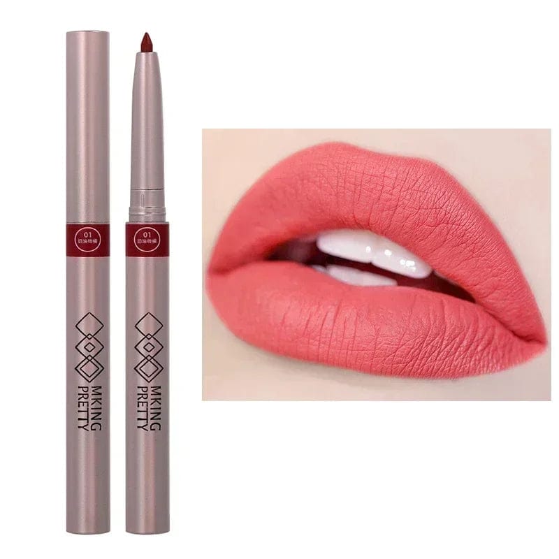  Showlu Fashion Store C04 Nude Brown Lipliner Pen Waterproof Sexy Red Matte Contour Tint Lipstick Lasting Non-stick Cup Lipliner Pen Lips Makeup Cosmetic