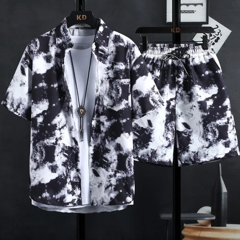  Showlu Fashion Store C38Sets / XXL 70-80kg Stylish Floral Shirt & Shorts Set