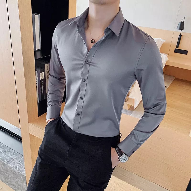 Showlu Fashion Store Camisas De Hombre Long Sleeve Shirts For Men Clothing 2024 Business Formal Wear Camisa Social Masculina Slim Fit Chemise Homme