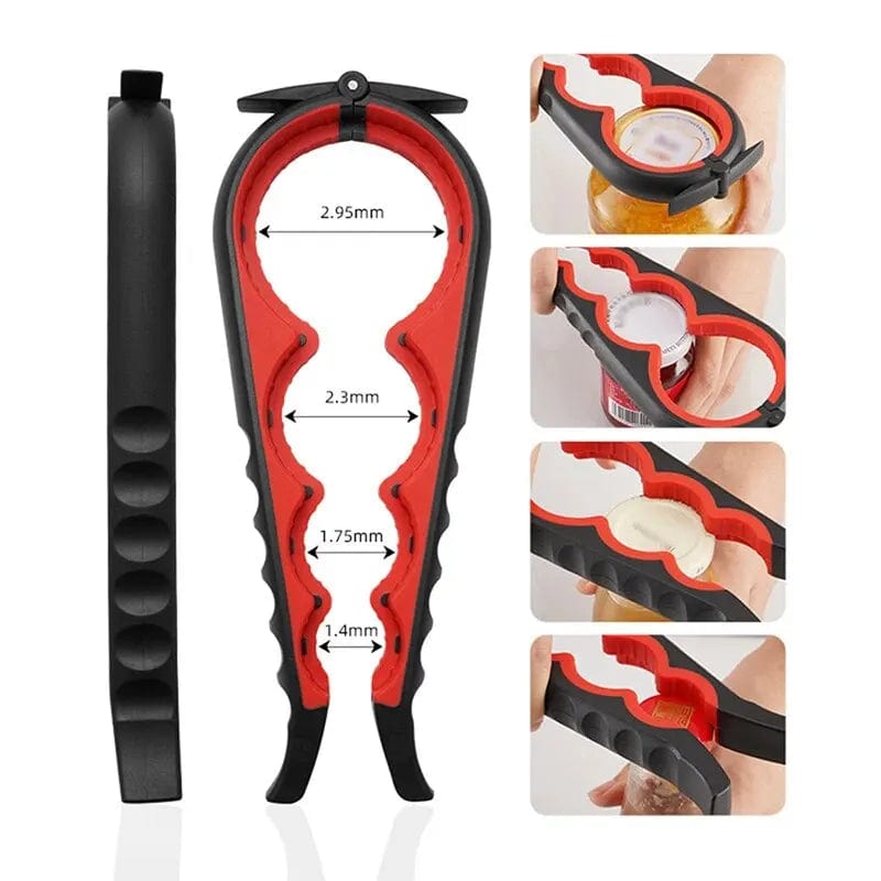 Showlu Fashion Store Can Opener Multi Functional Four In One Beverage Bottle Opener Cap Twister Four Position Can Opener Anti Slip Cap Twister