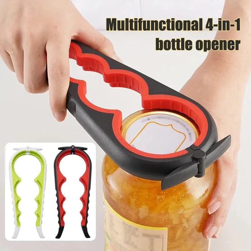 Showlu Fashion Store Can Opener Multi Functional Four In One Beverage Bottle Opener Cap Twister Four Position Can Opener Anti Slip Cap Twister